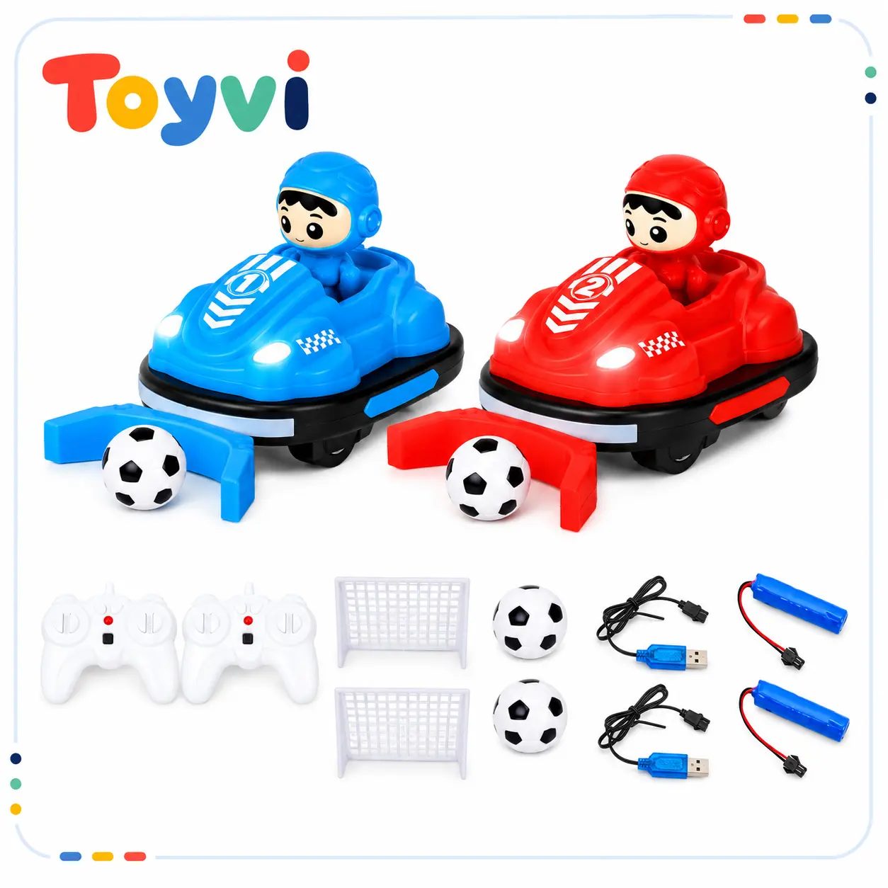 Remote Control Bumper Car Toy Set of 2 Players|Toddlers Mini RC Car Toys with Sound & 360°Rotating|Christmas Birthday Gifts for 2 3 4 5 Year Old Boys Girls Kids Ideas