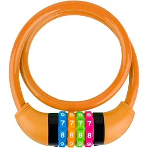 Bike Lock Cable, Bicycle Cable Lock with 4 Digit Combination, Resettable Combination Kids Bike Cable Lock, 2 Feet x 1/2 Inch (Orange)
