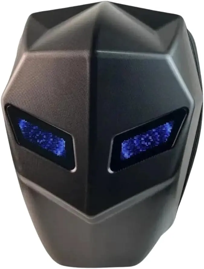 Motorcycle Backpack, Smart LED Waterproof Black Geometric Hard Shell Bag with App-Controlled Display, Adjustable Strap, Breathable Back Padding, Easy to Operate for Commuters (Black Gradient, Medium), App-Controlled Led Display