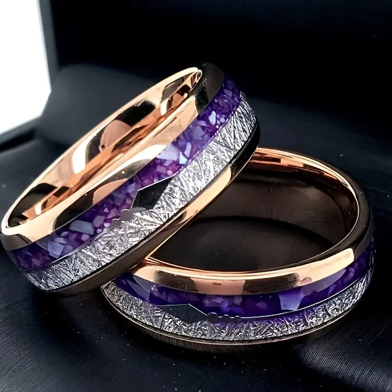 Rose Goldn and Amethyst Gradient Arrow Ring - Durable Stainless Steel, Allergy and Scratch Resistant, Perfect for Weddings, Fashion and Casual Looks