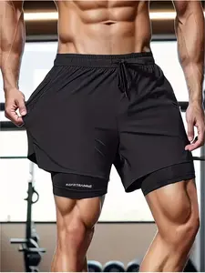 Men’s 2-Pack Quick-Dry Breathable 2-in-1 Training/Fitness Running Sports Shorts