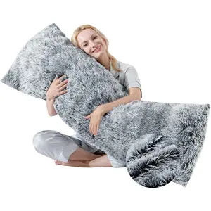 Fluffy Full  Pillow for Adults 20x54 Long Big  Pillow Cover Pillowcase with Memory  for bed Grey  Cuddle Snuggles  Pillows for Sleeping Side Sleeper Pillows for Adults