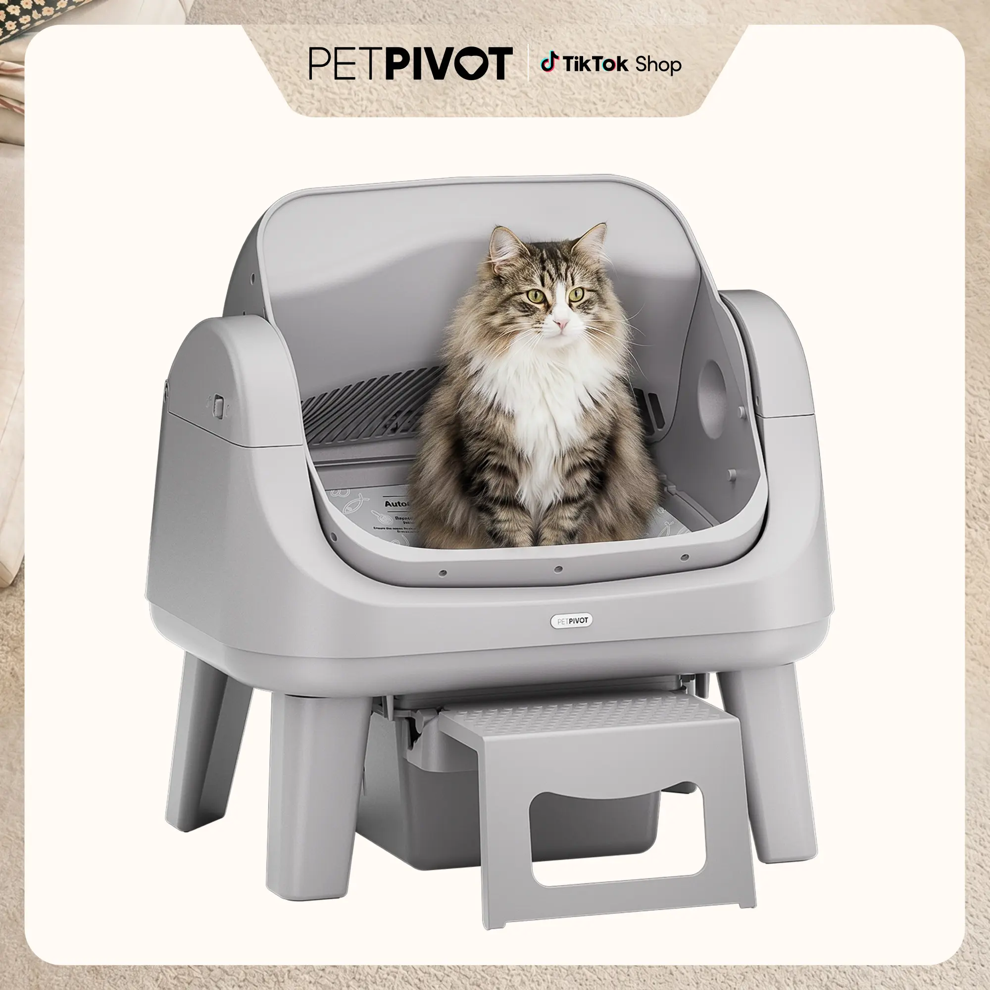 PetPivot AutoScooper 12 Lite Open-Top Automatic Self-Cleaning Cat Litter Box, Easy-Entry Front Step, Triple Safety Protection, No App Required PetPivot AutoScooper 12 Lite Open-Top Automatic Self-Cleaning Cat Litter Box, Easy-Entry Front Step, Triple Safety Protection, No App Required