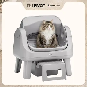PetPivot AutoScooper 12 Lite Open Top Self Cleaning Cat Litter Box, Automatic Litter Box with 7 Pairs of Safety Sensors, Anti-Pinch Protection, Easy Access Step for Senior Cats SummerVibes petlovers