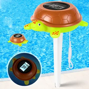 Pircaath 2026 Solar Digital Pool Thermometer with Rope | Backlit LCD Display for Easy Read at Night | ±0.5℉ High Accuracy, 10s Fast Response | Turtle Pool Temperature Thermometer for Hot Tub, Spa