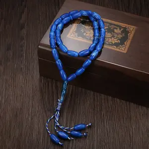 1pc 33 Blue Long Round Beads, Acrylic, Prayer Beads, Bead Beads, Suitable for Holiday Gifts, Birthday Gifts, Prayer Items, and Souvenirs