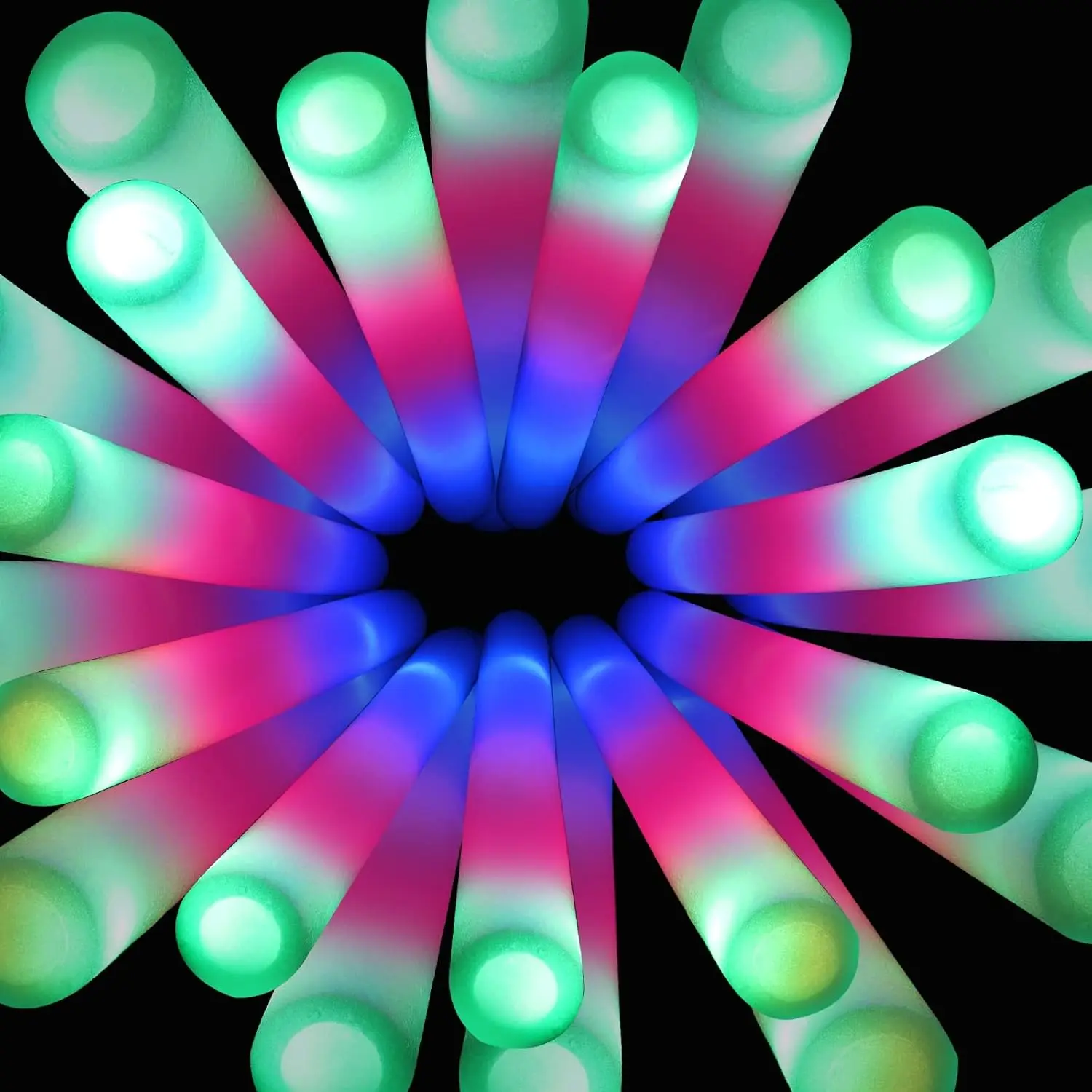 95 Pack LED Glow Sticks for Wedding, Bulk Foam Glow Sticks with 3 Modes Colorful Flashing, Glow Stick Bulk Party Pack for Wedding, Raves, Concert,Camping, Sporting Events, Pool Party