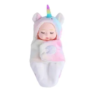 Mini-Sized Sleep Simulation Rebirth Animal Dolly, Soft PVC Material with Interchangeable Sleepwear Sets, Stress Relief Toy with Hole for Girls, Ideal for Parties and Birthdays, Removable Design