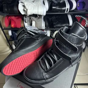 Supra Tk Society High Top Shoes Black with Red Sole for Men's Fashionable Sneakers