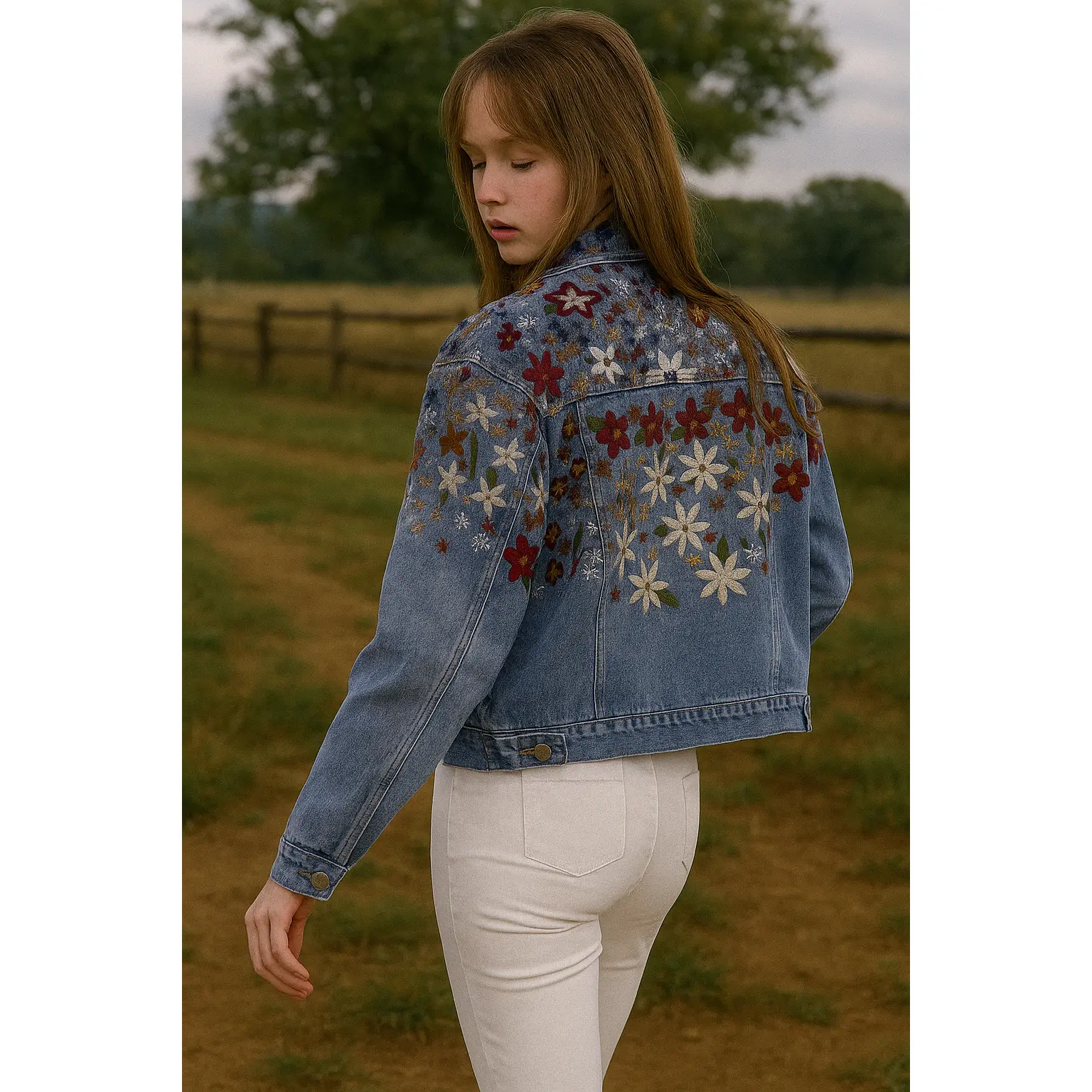 Wildflower Hand Embroidered Denim Jacket
