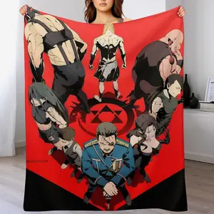 Fullmetal Alchemist Flannel Throw Blanket - Ultra-Soft Shrink-Proof Design, Machine Washable for Adults, Cozy Sofa Bedding & Christmas Gift Ideas