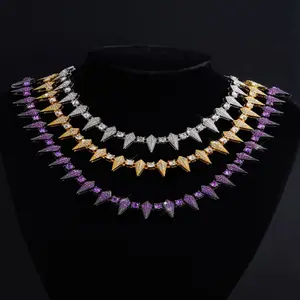 Black Panther Viral Tennis Chain Eye-Catching Glow-In-The-Dark Spike Necklace Geometry Rhinestone Unisex Hip Hop Jewelry 41cm-50cm Modern Versatile Accessories