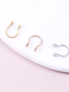 3pcs Stainless Steel Fake Nose Ring, Faux Piercing Jewelry 8 mm Fake Nose Ring Hoop Nose Rings Hoops for Faux Septum Nose Ring Set