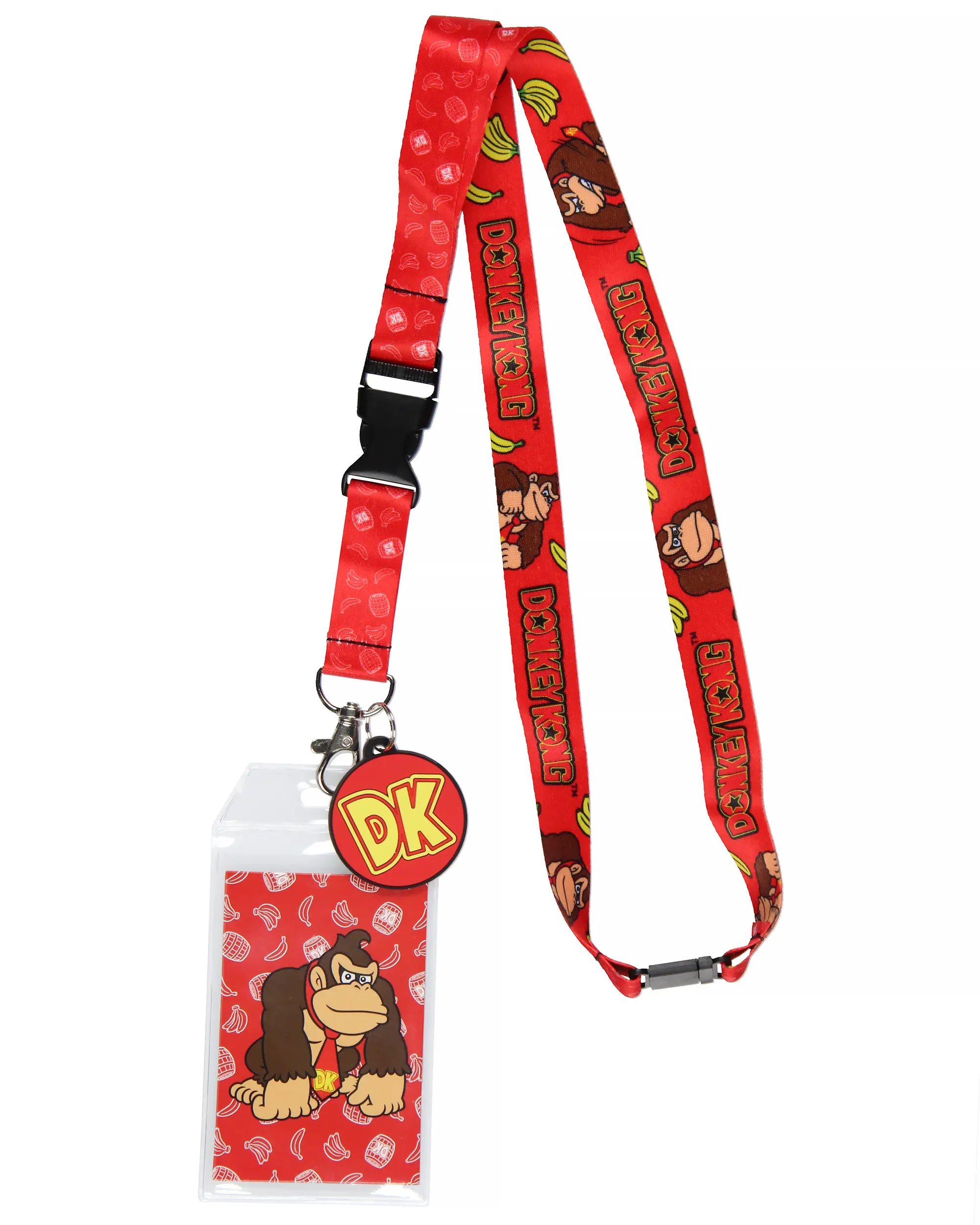Nintendo Super Mario Donkey Kong Lanyard ID Badge Holder Lanyard w/ Rubber Charm Pendant