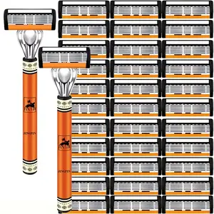 6-Layers Safety Razor Set High Quality Men Razor Sharp Stainless Steel Shaving Changeable Shaver Head Blade Aftershave Foam Daily Smooth Cleanser Cleansing