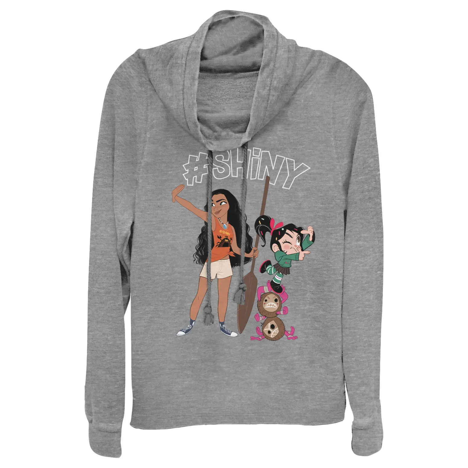 Women's Ralph Breaks the Internet #Shiny Graphic Cowl Neck Pullover Sweatshirt, Casual Lightweight Top for Juniors