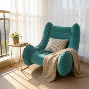Inflatable Flocked Armchair, PVC Rocking Sofa Chair, Indoor Outdoor Leisure Lounge Chair, Portable Reclining Seat, New Arrival Casual Chair, Must-Have for Relaxation Spaces