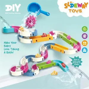 DIY Building Water Slide Set, 21/31/48 pcs – Spinning Fish & Suction Cup, Water Wheel, Gift, Bathfun
