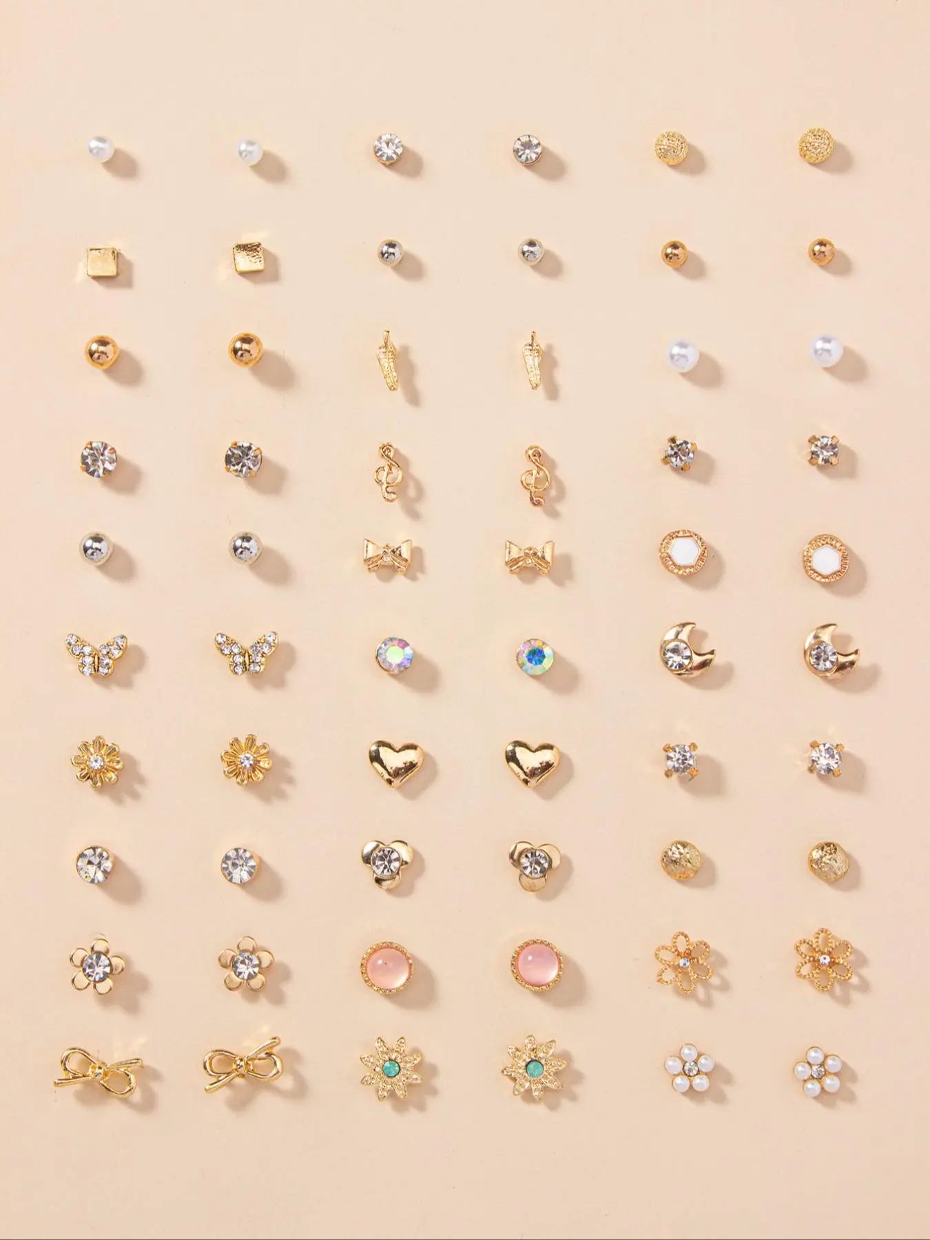 Women's 30 Pairs Bow & Flower Decor Zinc Alloy Floral Stud Earrings Set