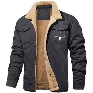 2025Men's Retro Western Winter Fleece Jacket Warm Fleece Lined Coat Lapel Work Cargo Jackets Sherpa Lined Trucker JacketsHOT