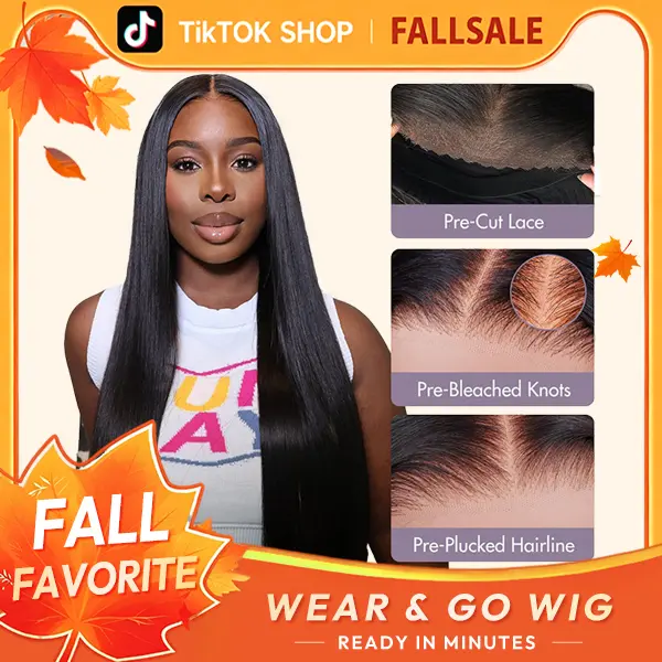 WIGFEVER Silky Straight No Glue Needed Human Hair Lace Closure Wig, Wear And Go Blonde Highlight Style with Adjustable Strap for Custom Fit, Wigs Human Hair, No Glue Needed Human Hair Lace Closure Wigs