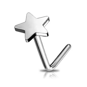 OUFER Nose Ring Jewelry, 20G Titanium L-Shaped Flat Star Nostril Stud, Durable Unisex Fashion Body Accessory for Nose Piercings & Daily Wear