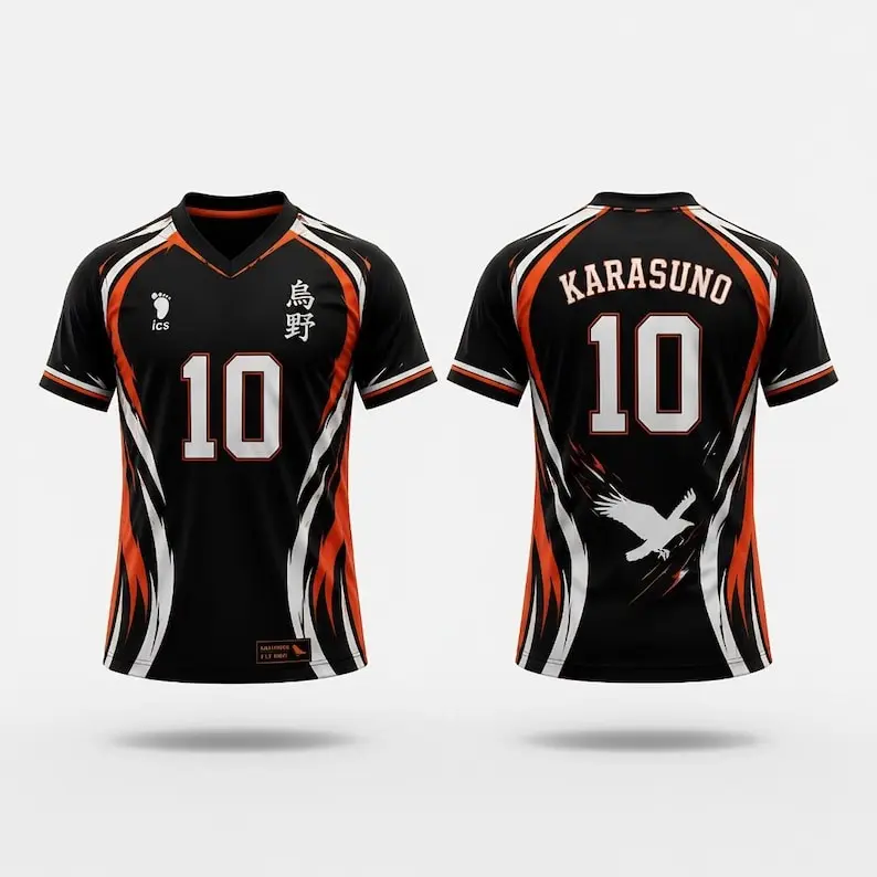 Haikyuu Karasuno Hinata Shoyo #10 Cosplay Anime Volleyball Jersey - Premium Sublimated Athletic Sportswear Tee Shirt, Breathable Dry Fit Mesh Fabric, Birthday Gift for Anime Fans