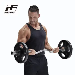 RitFit EZ Curl Bar for Weight Training and Arm Workout - Chromed Finish for Durability and Corrosion Resistance fitness exercise weight lift