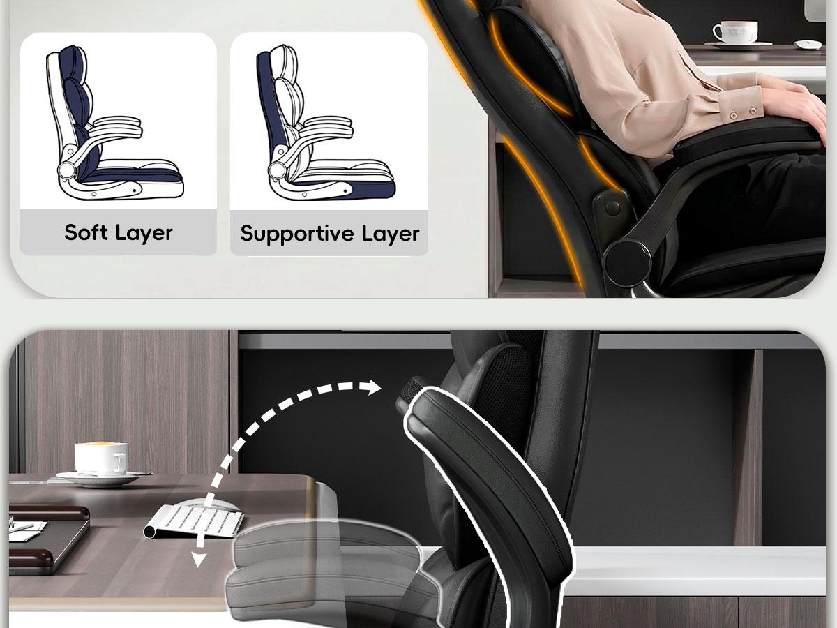 Vonesse Ergonomic PU Leather Executive Chair, Multi-use Gaming & Office Desk Chair, Flip-Up Armrests, Double Padded Backrest & Ventilated Seat Cushion V0568A Vonesse Ergonomic PU Leather Executive Chair, Multi-use Gaming & Office Desk Chair, Flip-Up Armrests, Double Padded Backrest & Ventilated Seat Cushion V0568A