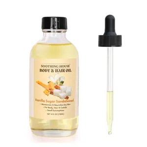 Soothing House Vanilla Sugar Sandalwood Body & Hair Oil - 4 FL OZ Moisturizing Formula for Dry Skin Hair & Cuticle Care