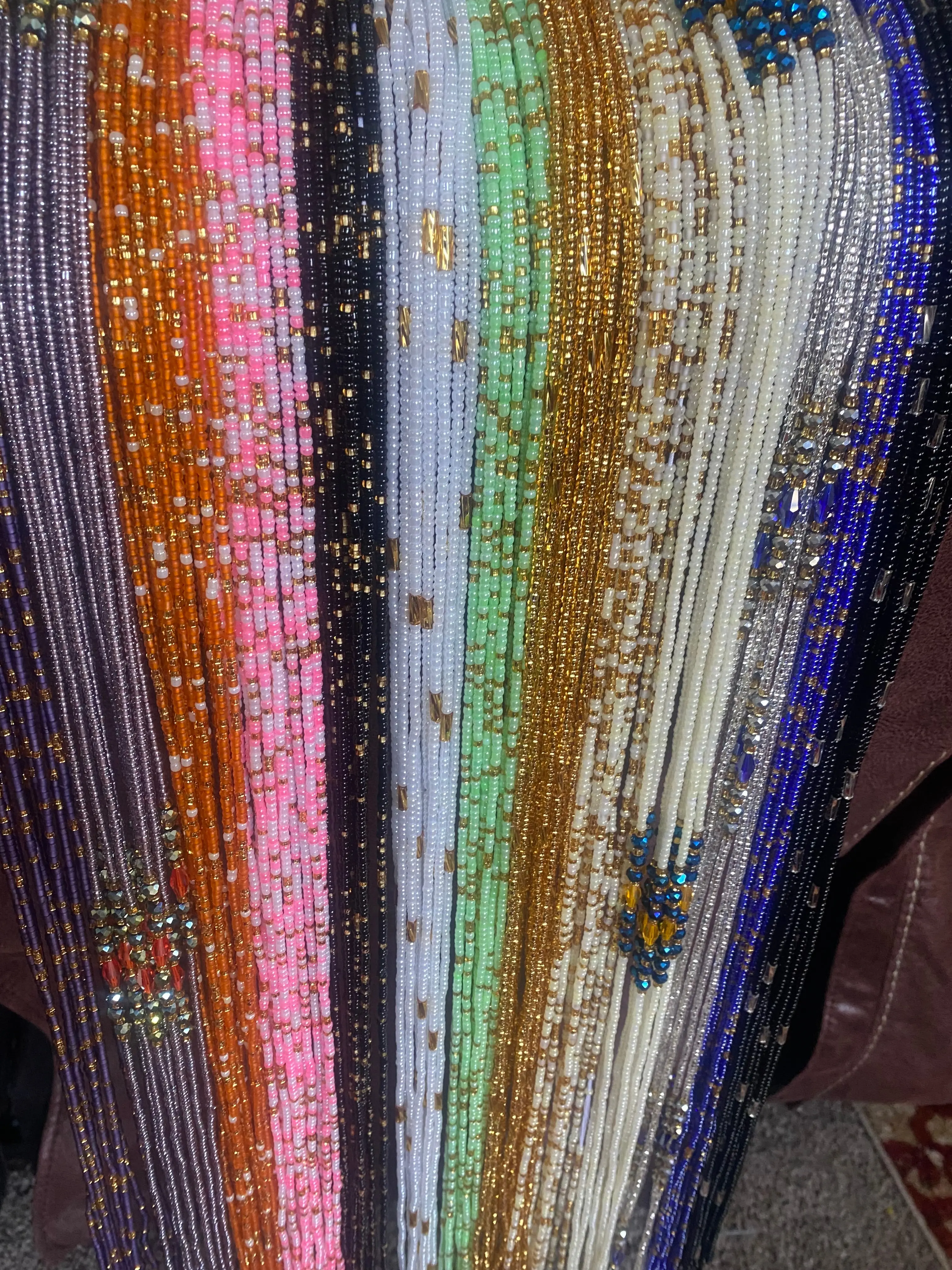 Wholesale Waist Beads – Bulk Multicolored - Randomly Chosen- 5 Per Style- 25 Waist Beads- Tie-On Strands (45”–50”)