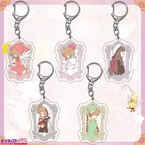 Catoon Magic Card Girl Sakura CERBERUS KINOMOTO SAKURA Anime Pendant Keychains Holder Car Key Chain Key Ring Bag Hanging Doll