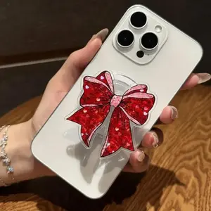 Aesthetic Red Bow Magsafe Phone Grip, Cute Bow Grip, Magnetic Pop Socket, Gift for Valentine