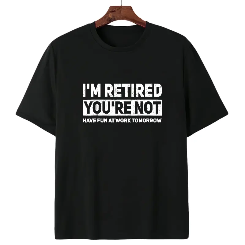Unisex 'I'm Retired' Pickleball Graphic T-Shirt, Casual Short Sleeve Round Neck Top, Soft Breathable Knit, Funny Retirement Gift, Customized, Shortsleeve, Simple, Stylish, Tee, Sporty Chic, Casual Wear