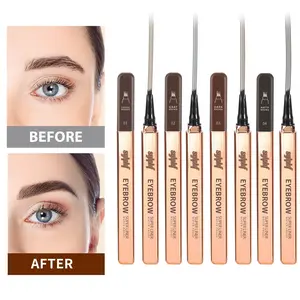4-Branch Liquid Eyebrow Pencil, Waterproof Sweatproof Long-Lasting Brow Pen, Colors, Four Heads Non-Fading Makeup Tool, Brow Stain