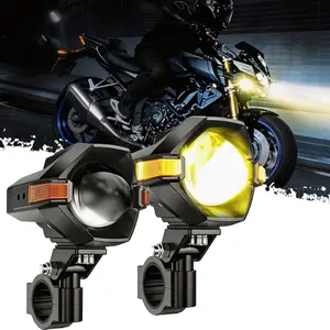 DIBMS Motorcycle LED Fog Lights Auxiliary Lights Driving Light Spotlights 8 Modes White/Amber Dual Color Strobe Switchback 3 Inch 120W LED Offroad Work Light for Motorcycle ATV UTV Trucks - 2Pcs