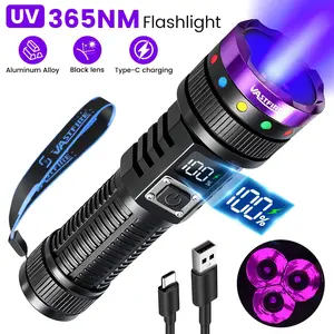 365nm UV Flashlight With Filter Lens, Black Light UV Rechargeable Flashlight Powerful With LCD Display, Strong Ultraviolet Blacklight For Pet Urine Detection, Resin Curing, Rocks, Scorpion, Blood Tracking Etc