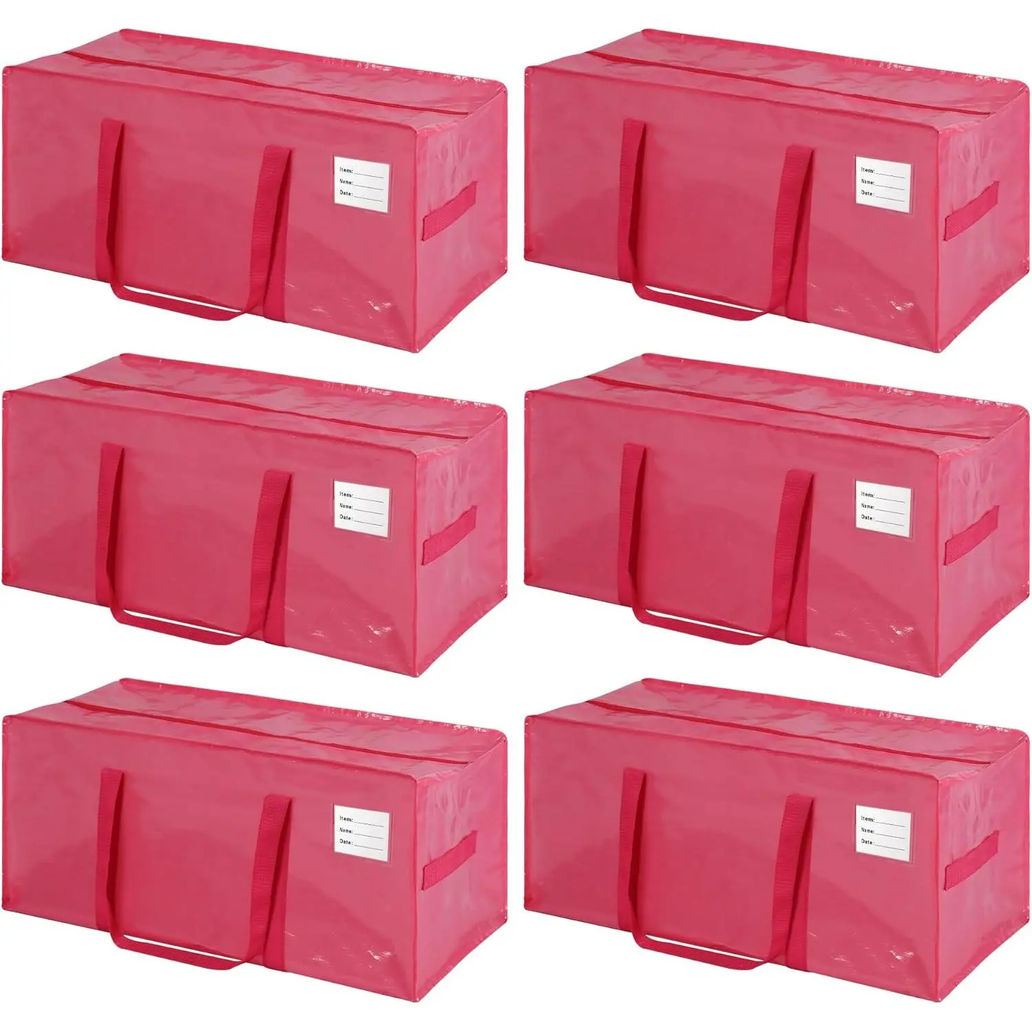 6-Pack Heavy-Duty Multi-Purpose Waterproof Collapsible Large Storage Bags - XL Zippered Organizer Containers, Puncture Resistant, Moisture Shield, Reinforced Handles, Fold Flat to Store for Clothes, Home Organization, Moving