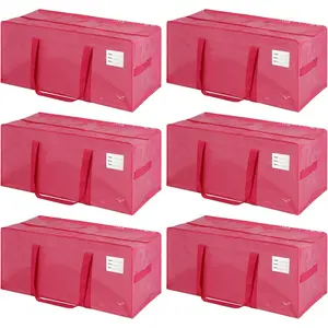 6 Pack Heavy Duty Multi-Purpose Storage Bags, Extra Large Capacity Waterproof Foldable Totes with Zipper & Reinforced Handles for Clothes, Bedding Organization