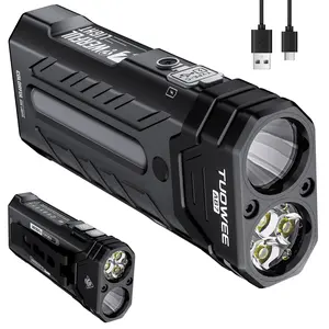 TUOWEE AB7 EDC Rechargeable Flashlight 3250 Lumens with RGB Light,55 Modes Multifunctional Flat Flashlight with Floodlight,Spotlight and Magnetic Base,Waterproof USB C Flashlight for Camping,Home,Emergencies