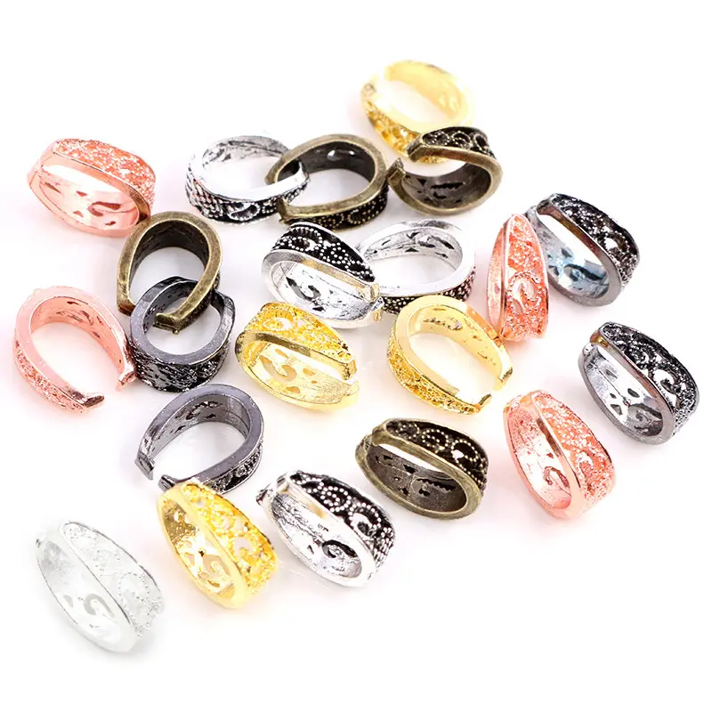 20pcs 14x10mm Baroque Style Pendant Pinch Bail Clasps Necklace Hooks Clips Connector DIY Jewelry Findings Accessories 6 Colors