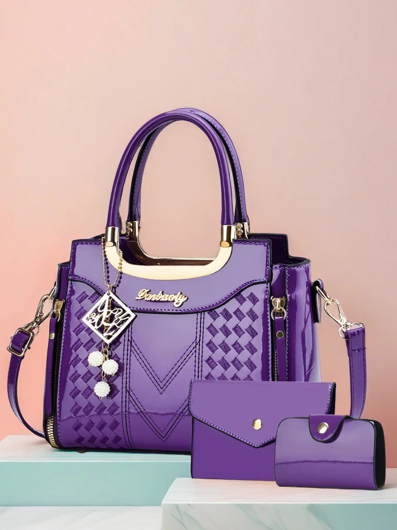 Fashionable Women's Messenger Bag, Everyday Shoulder Bag, Casual Messenger Bags, PU Leather, Solid Pattern, Casual Style, Large Capacity, All Seasons, Trendy Handbag Set