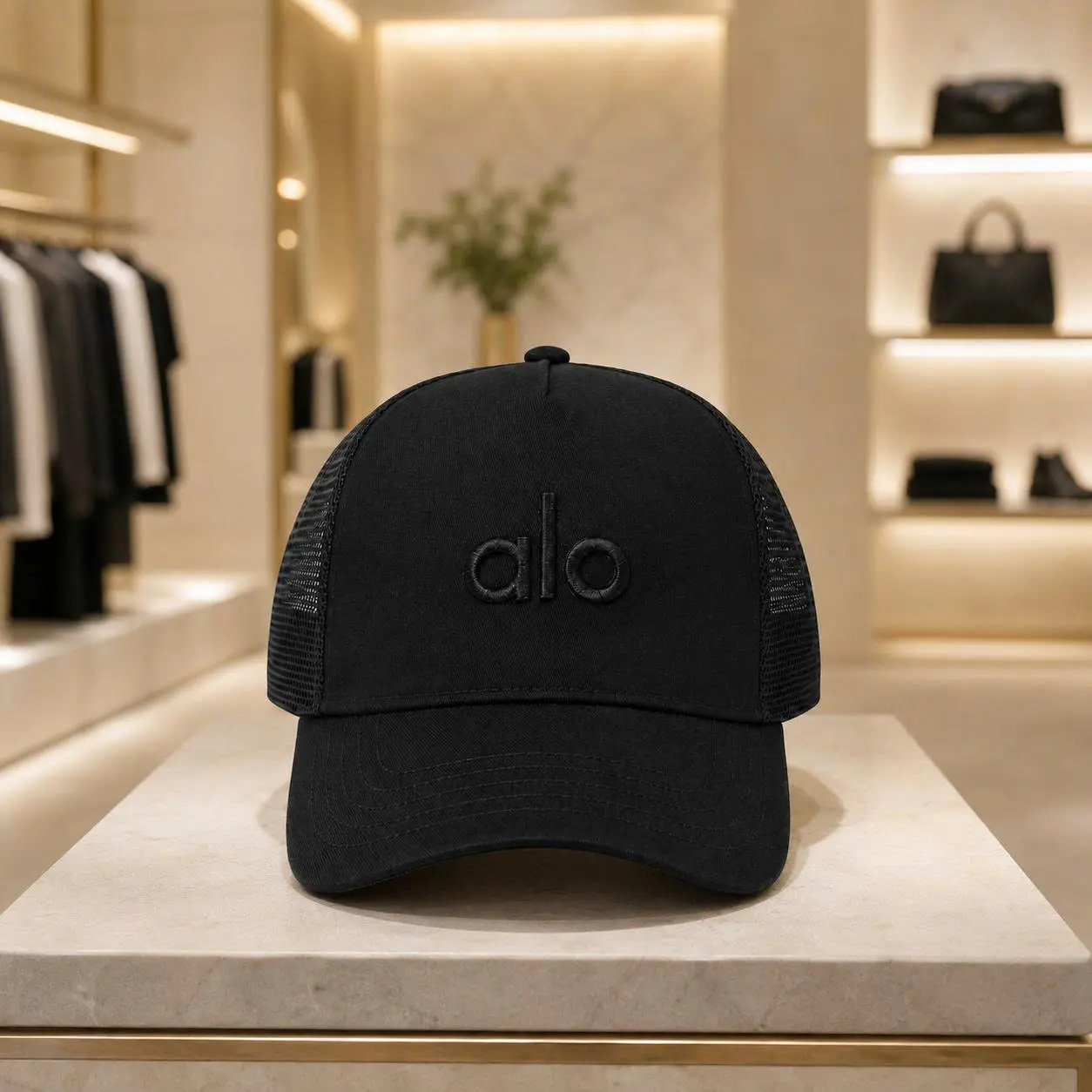 Black Mesh Trucker Hat for Women & Men, Adjustable Curved Brim Baseball Cap, Breathable Snapback Dad Hat for Gym, Running & Everyday Streetwear