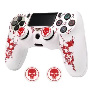 Silicone Case for PS4 Controller Protective Cover with 2 Thumb Grips Anti-Scratch Shockproof Gamepad Skin for PS4 Game Joystick