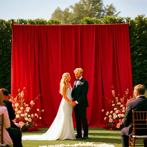 This 2-pack of classic bright red elastic backdrops with rods is perfect for Christmas decorations, wedding backdrops, prom decorations, Valentine's Day decorations, event backdrops, party decorations, and is an essential item for celebrations.