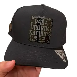Belico Snapback Adjustable Stylish Hat - Mexican Streetwear Nuevo Imperio Black Hat with Logo-Designed Front Panel, "Para Morir Nacimos" Themed