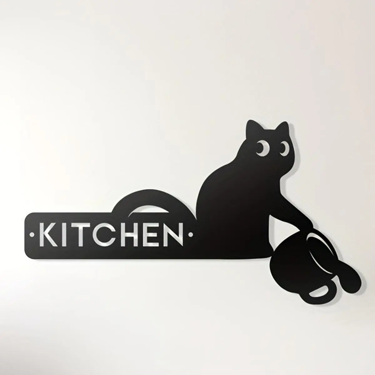 Cat & Coffee Cup Design Kitchen Sign, Creative Metal Kitchen Sign, Wall Decor for Home Kitchen, Home Decor, Kitchen Decor, Room Decor