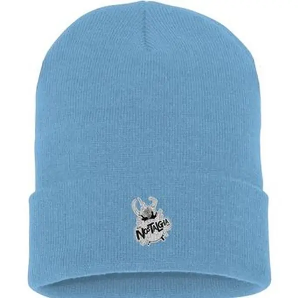 The 90s Nostalgia Haven Logo Cuffed Beanie - Sky Blue Color with Unique Embroidered Design