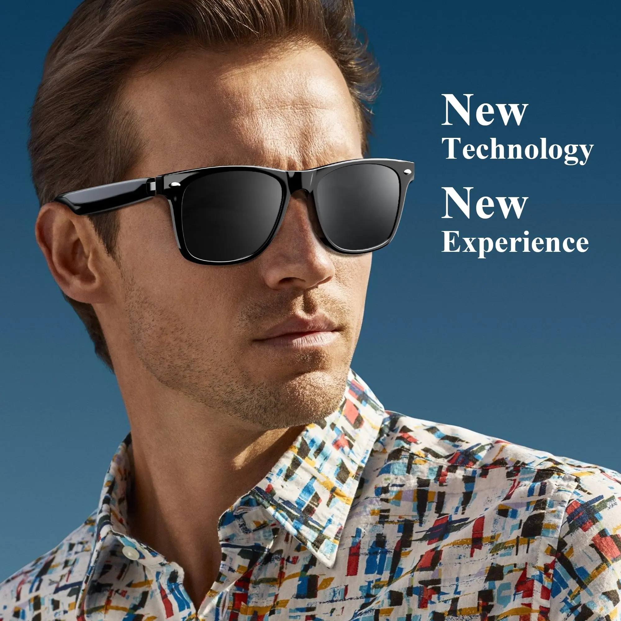 5.4 Bluetooth Sunglasses with Open Ear Speaker, Voice Assistant Compatible, multifunctional Blue Light Blocking Lens 3in1 Glasses that play music Wearable Headphones