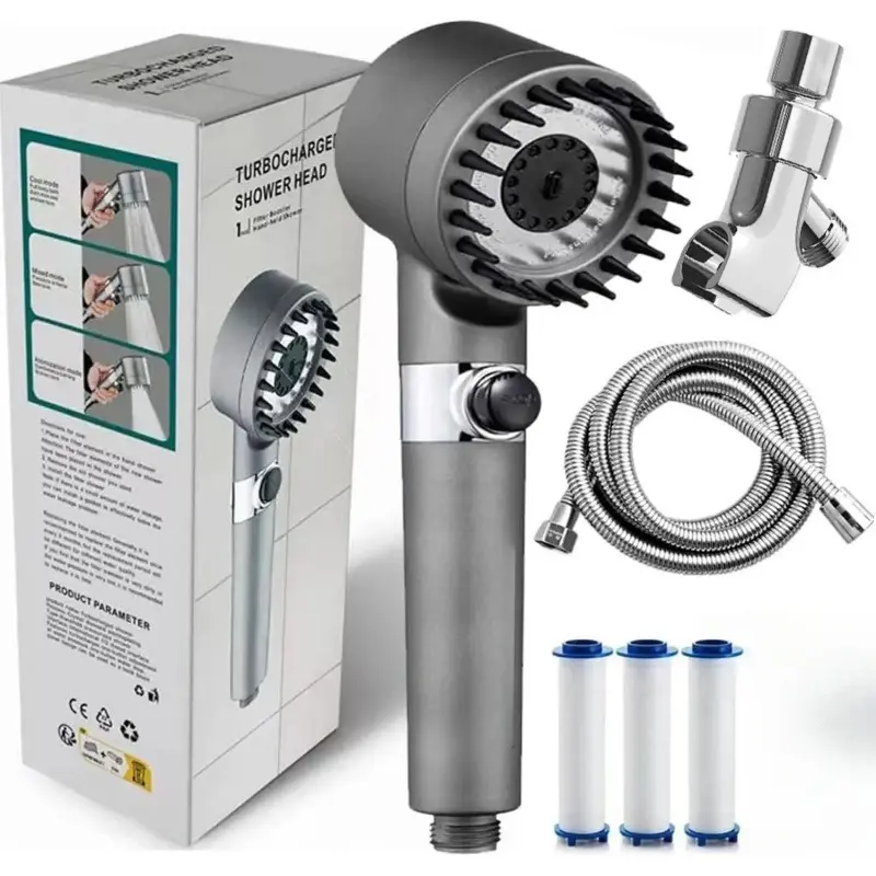 2026 New Ion Drops Filtered Handheld Shower Head Combo Set - No-Drill, 59in Hose & Bracket Included, Adjustable Water Flow, , Built-in Flash Mode for Easy Cleaning  No-Drill Handheld Showers High Pressure Massage   ducha delujo with blaster bean skin care